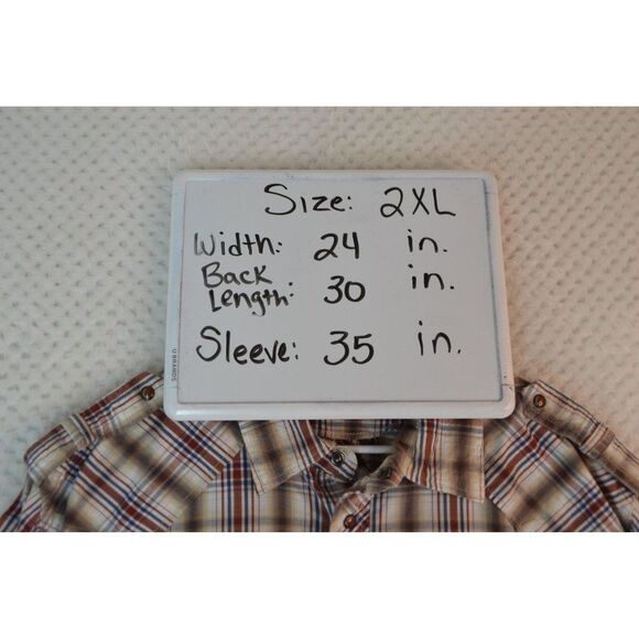 Manchester Men's Large Brown Plaid Embroidered Pearl Snap Western Shirt - Picture 10 of 16